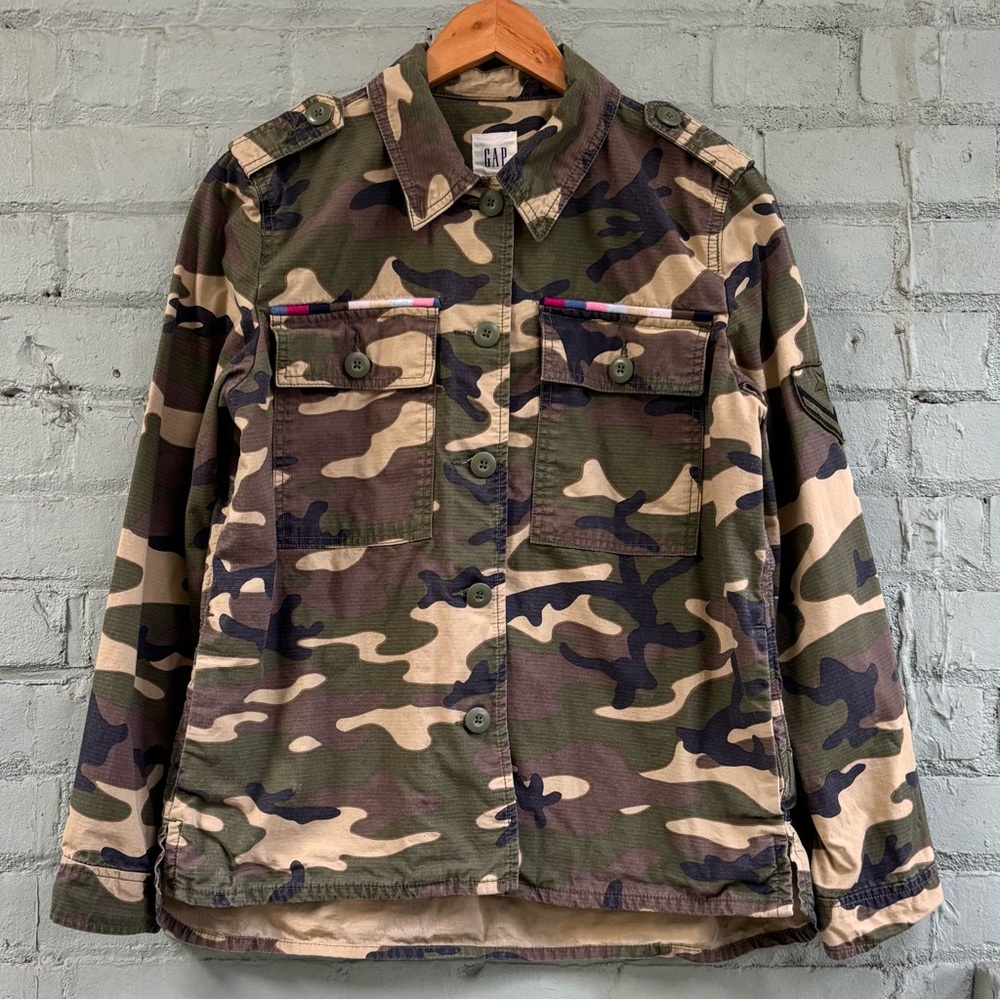GAP Camo Military Style Jacket with Contrast Stitching